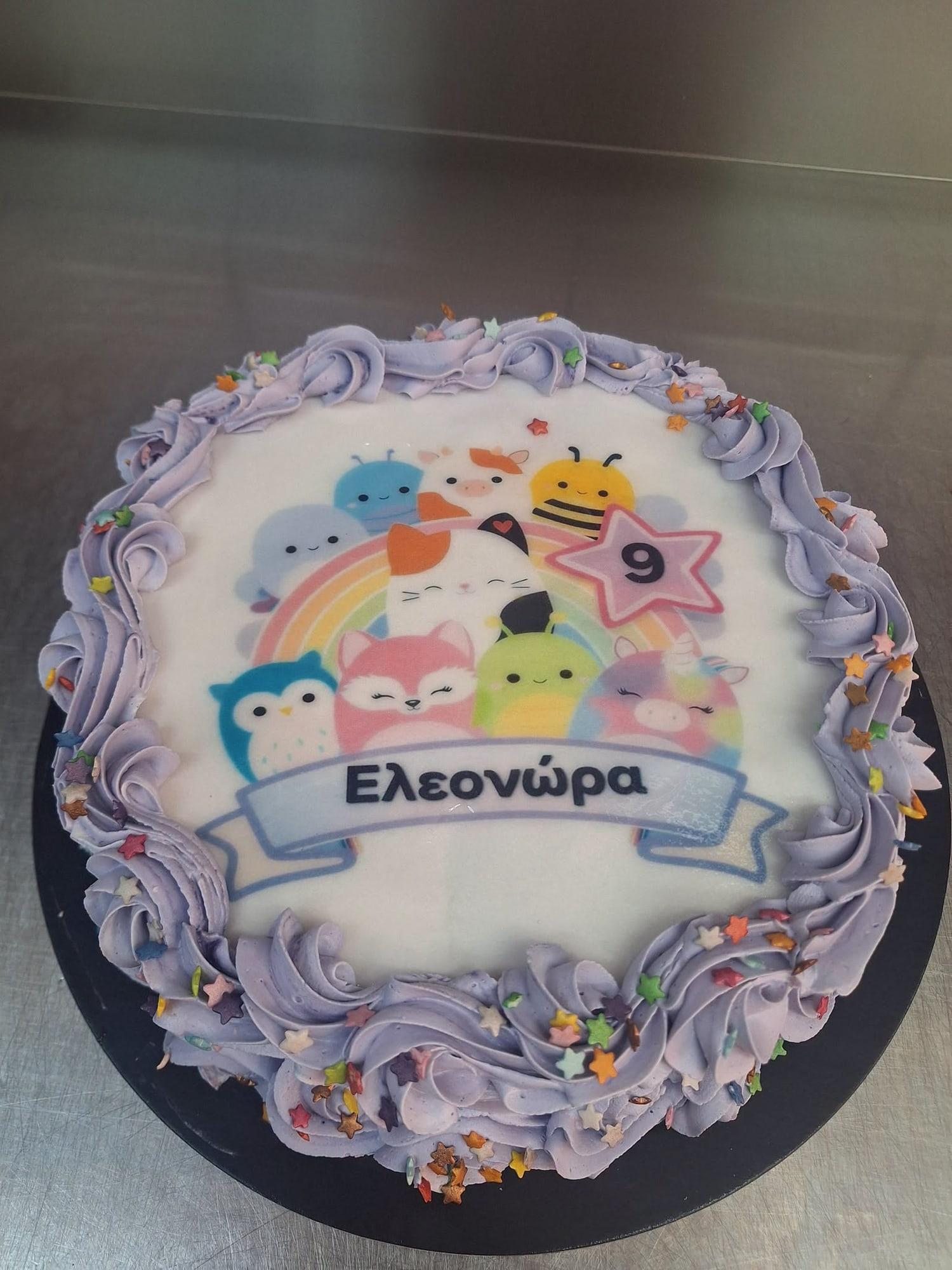 Λιλά τούρτα με ζωάκια