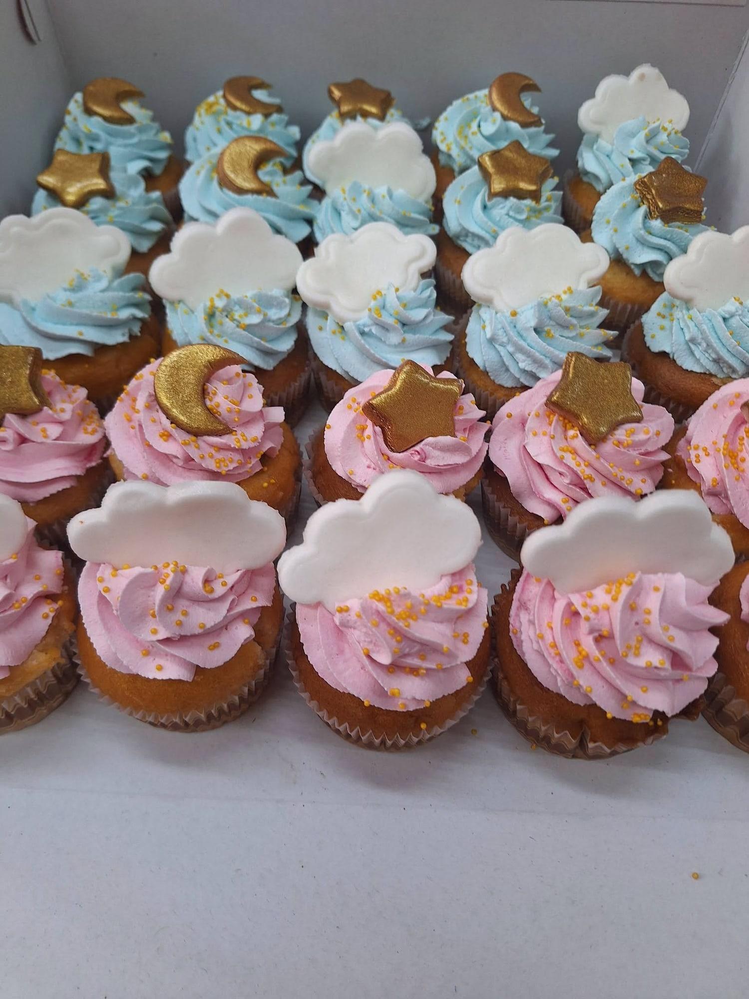 Mini cupcakes ροζ και σιέλ